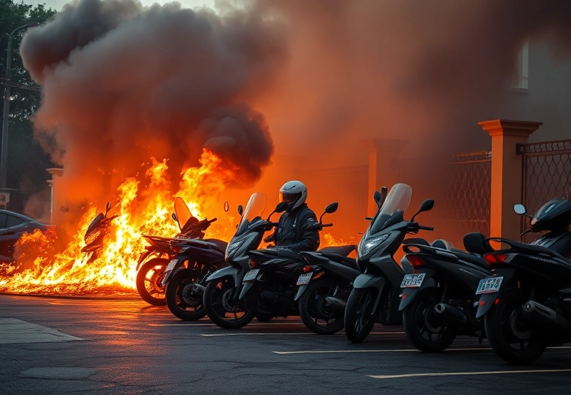 Representação visual de Incêndio devasta 18 motocicletas em estacionamento de condomínio em Cotia